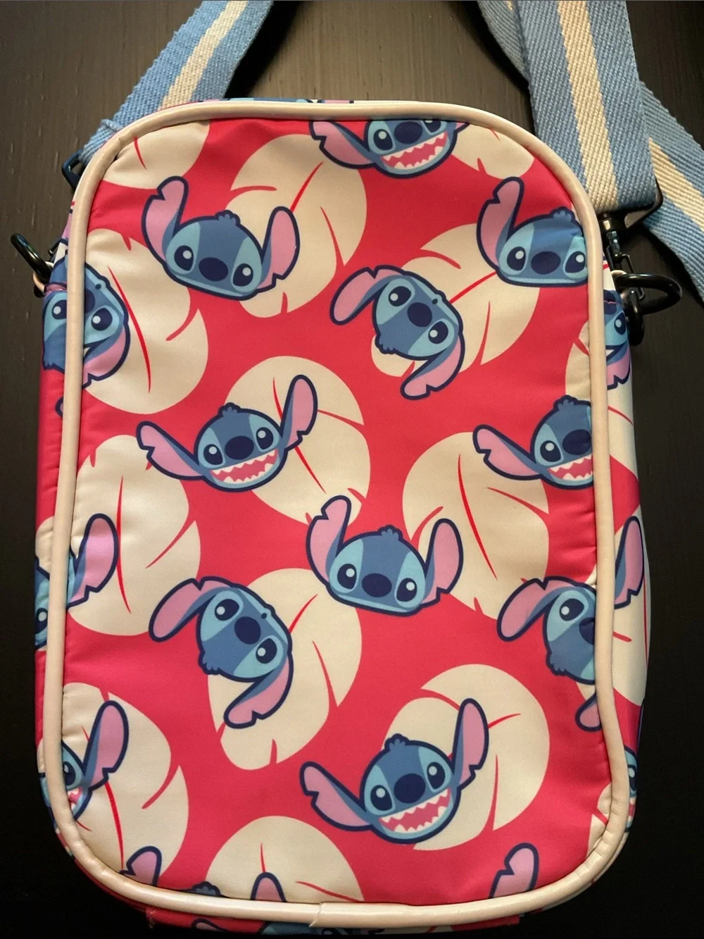 Disney Stitch Crossbody Bag - Coral Pink, Navy & Cream Accents